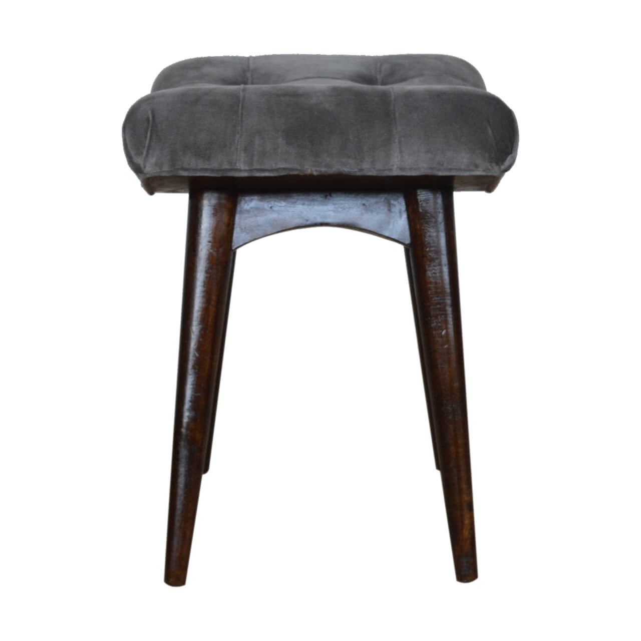 Velvet Curved Bench, Grey
