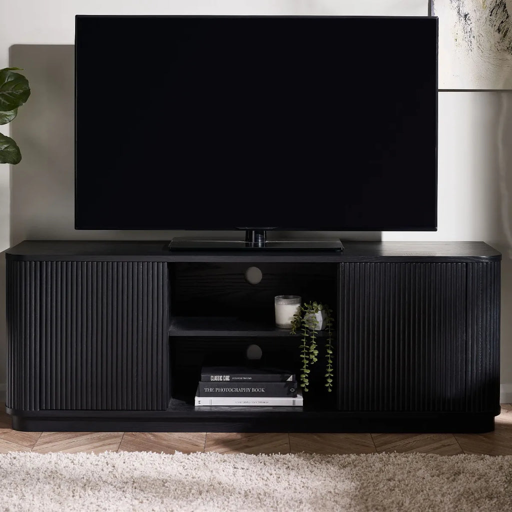 Louis TV Unit in Black, Ash Wood