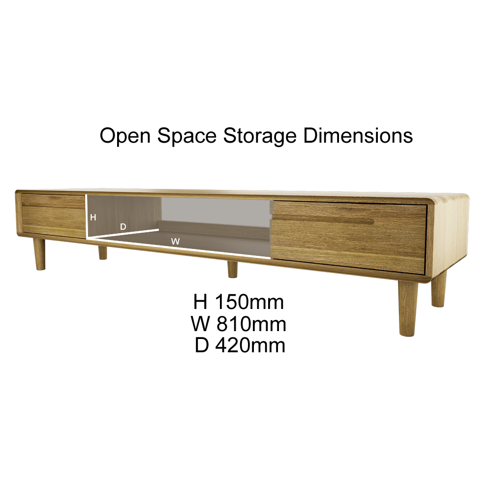 Scandic Wide TV Stand, Oak Wood