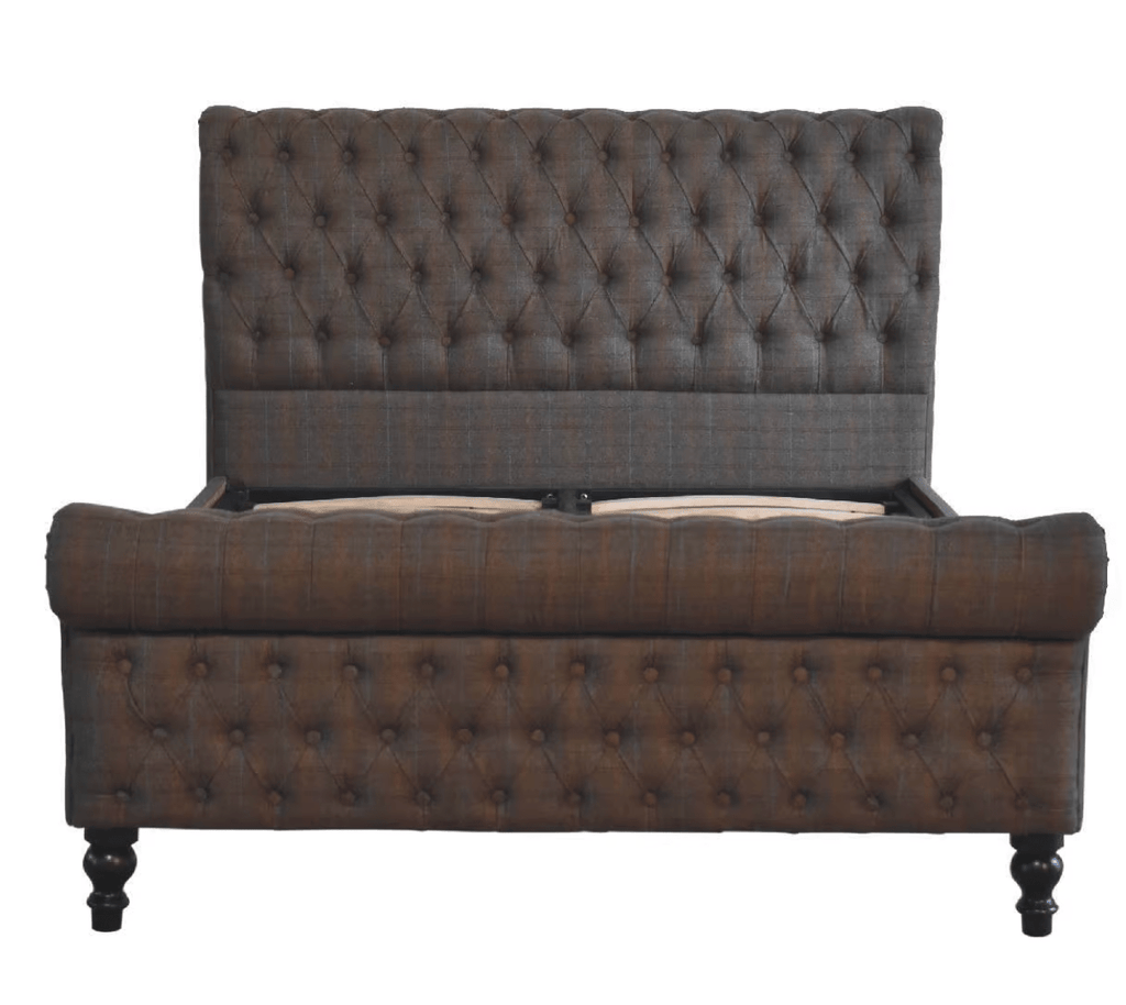 Mango Wood and Mixed Tweed Bed
