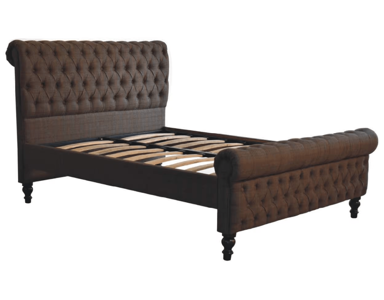 Mango Wood and Mixed Tweed Bed