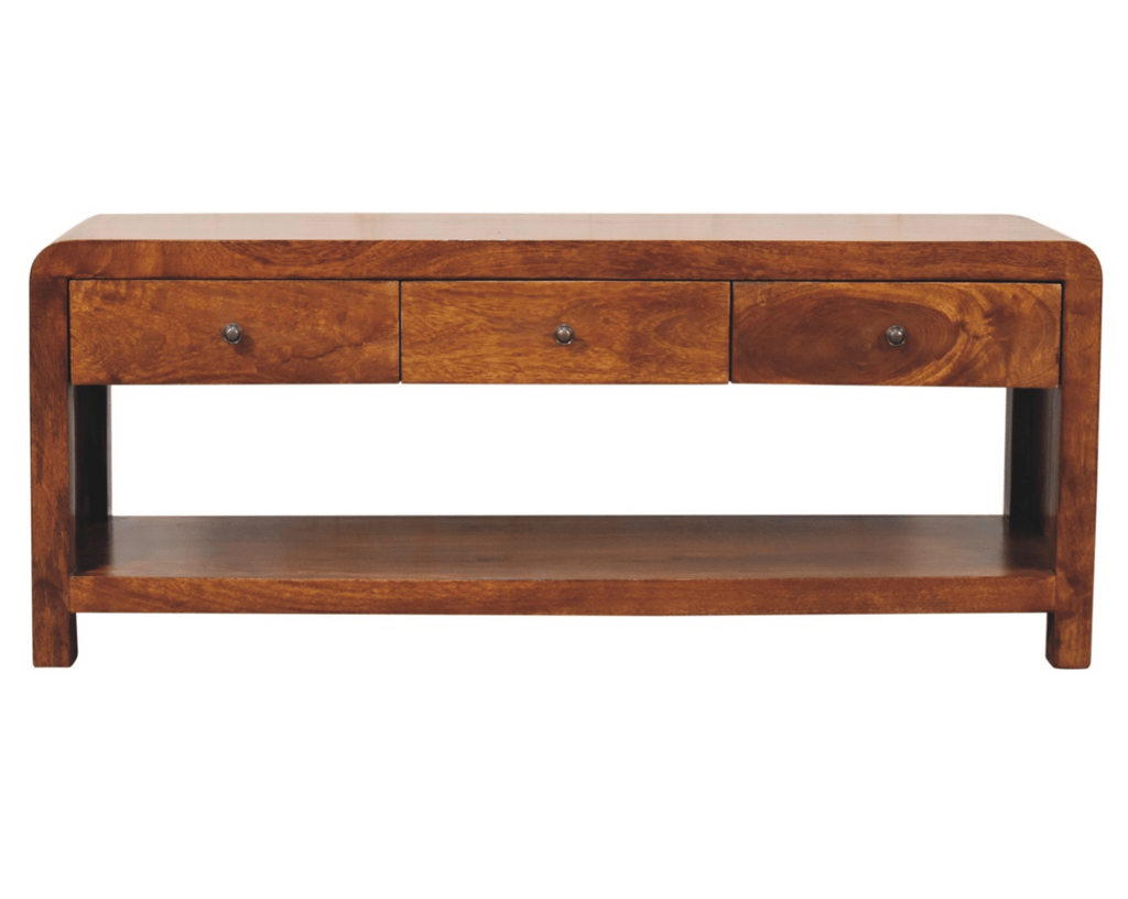 Arto 3 Drawer TV Stand, Chestnut
