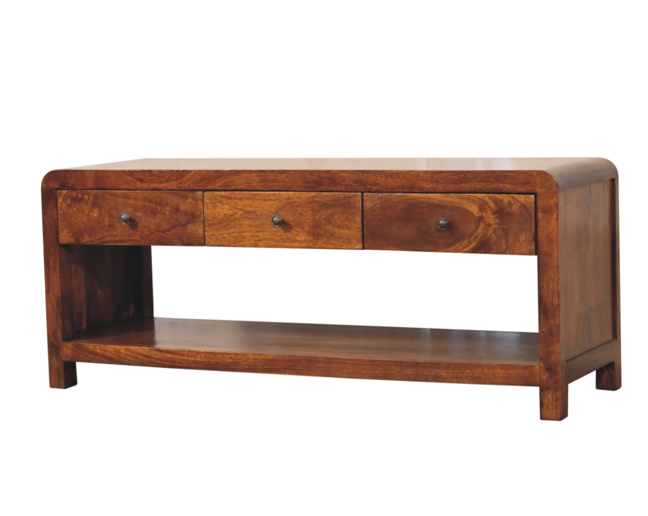 Arto 3 Drawer TV Stand, Chestnut