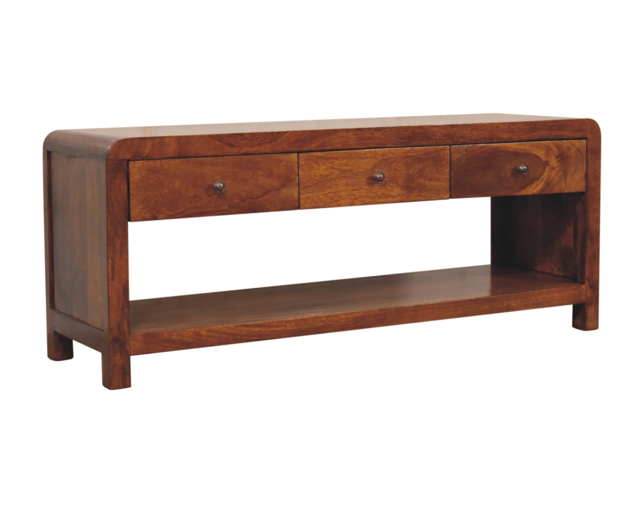 Arto 3 Drawer TV Stand, Chestnut