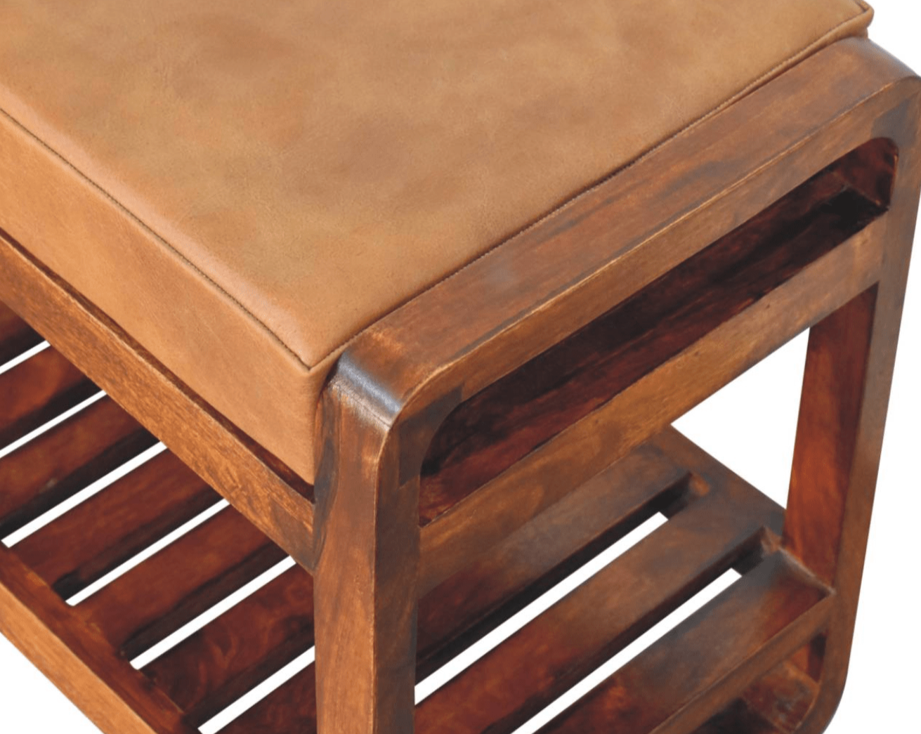 Buffalo Hide Wooden Hallway Bench