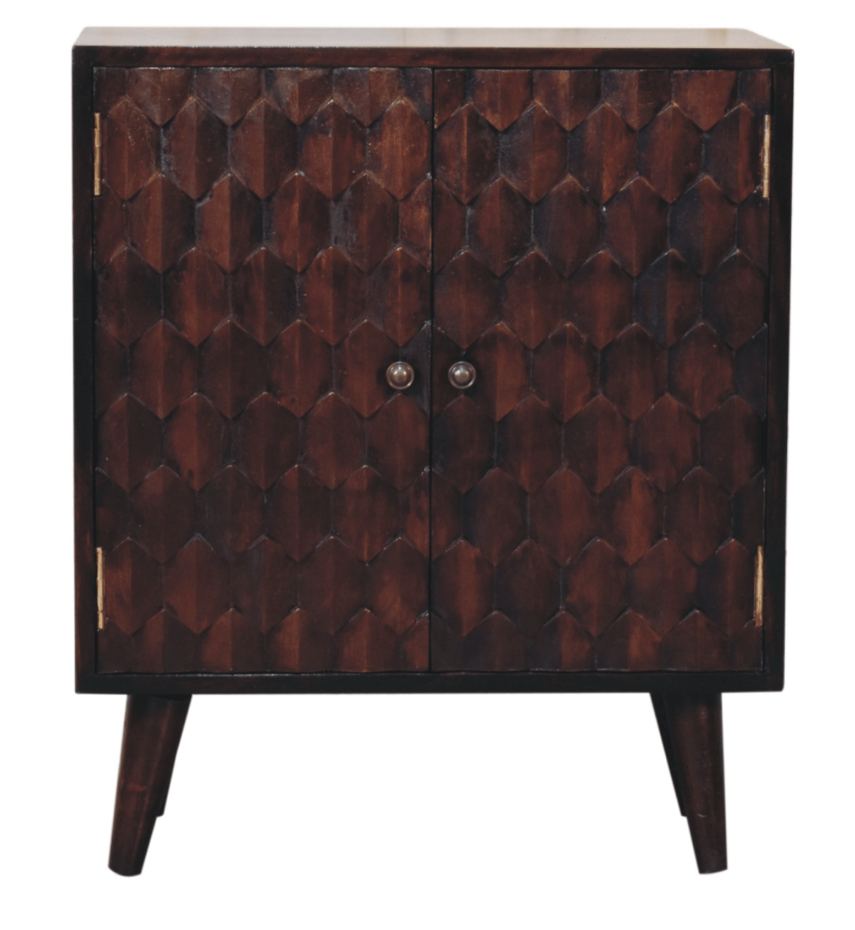 Narrow Pineapple Carved Cabinet, Walnut