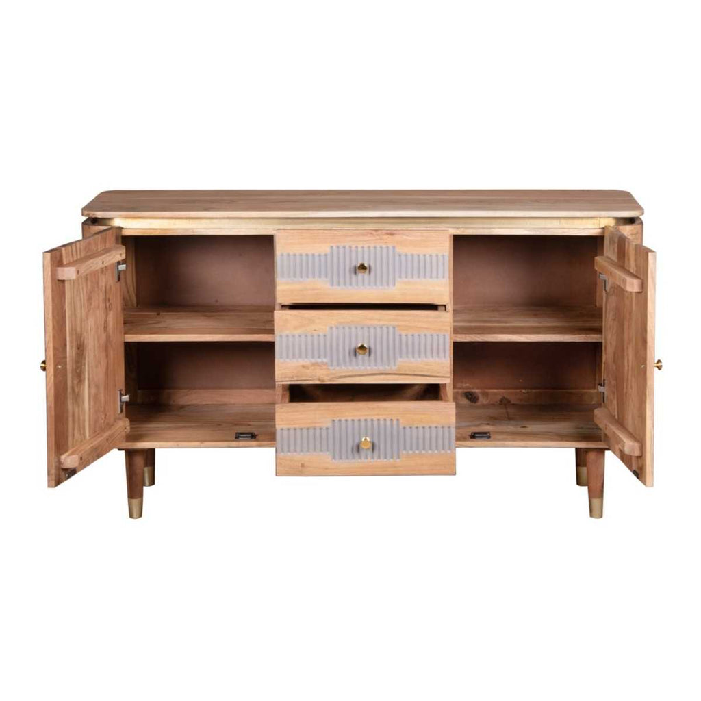 Acacia Wood 2 Doors 3 Drawers Sideboard