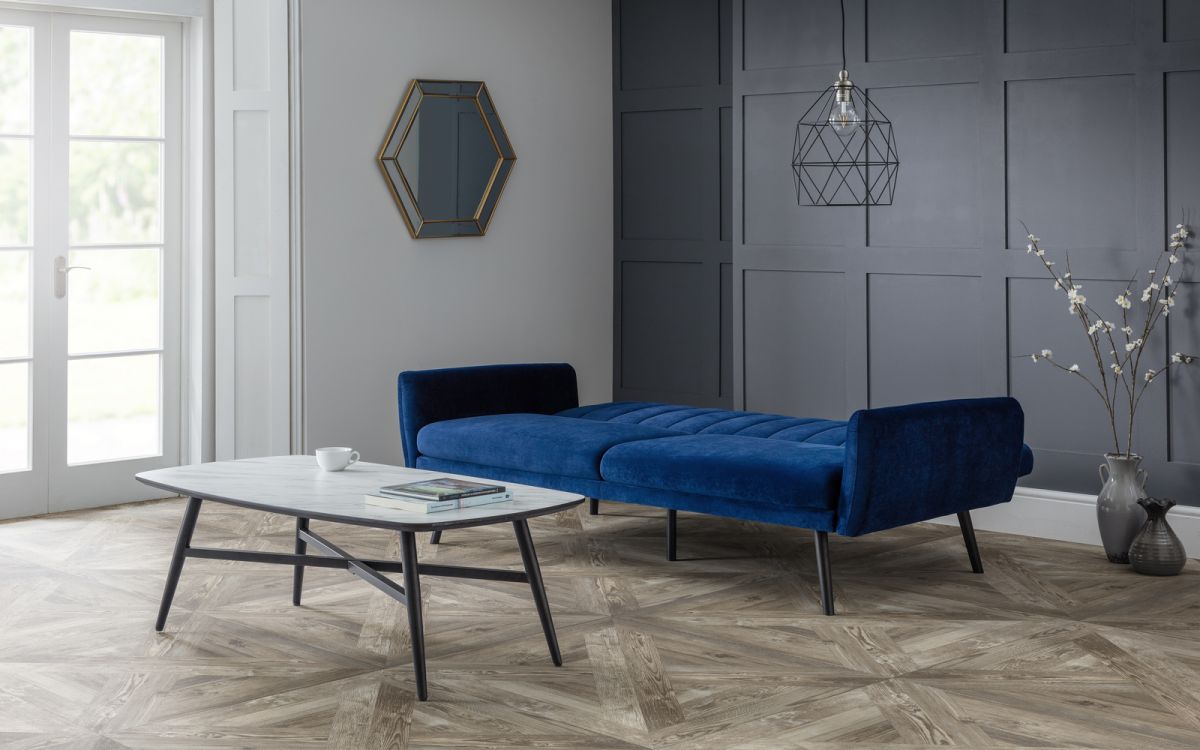 Afina Blue Velvet Sofa Bed