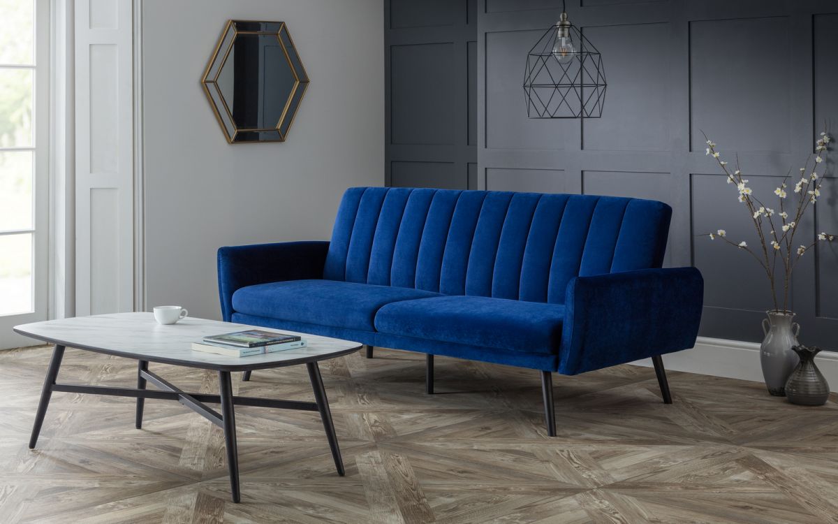 Afina Blue Velvet Sofa Bed