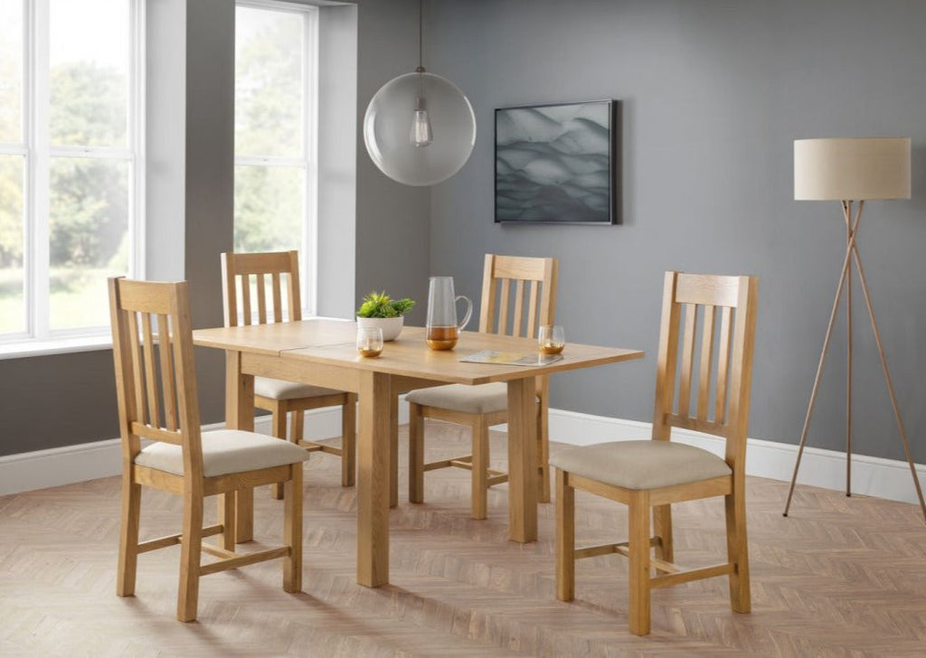 Astoria Flip-Top Extending Dining Table, Oak Wood