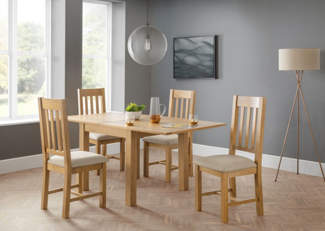 Astoria Flip-Top Extending Dining Table, Oak Wood