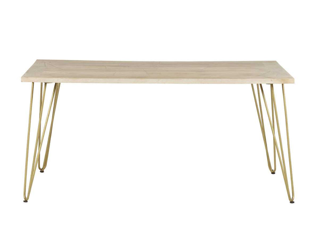 Mango Wood Dining Table with Gold Metal Inlay