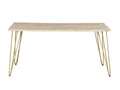 Mango Wood Dining Table with Gold Metal Inlay