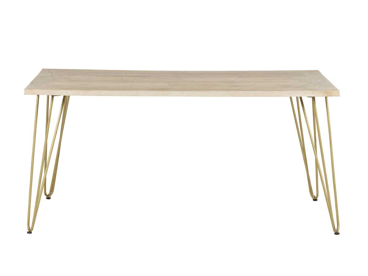 Mango Wood Dining Table with Gold Metal Inlay