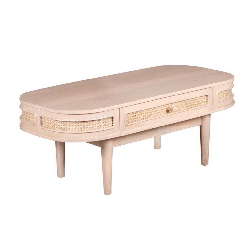 Cane & Mango Wood 1 Drawer Coffee Table