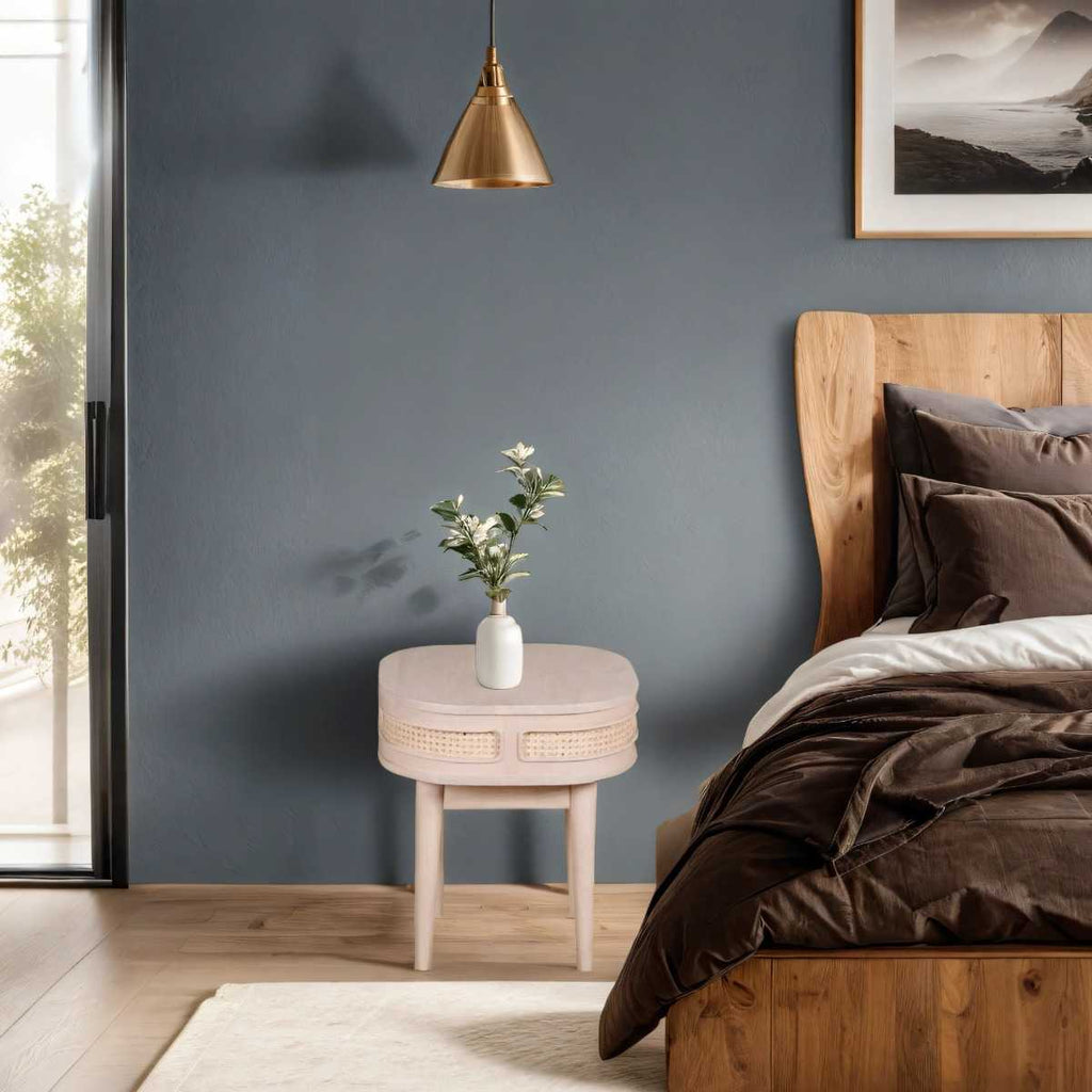 Cane & Mango Wood Bedside Table