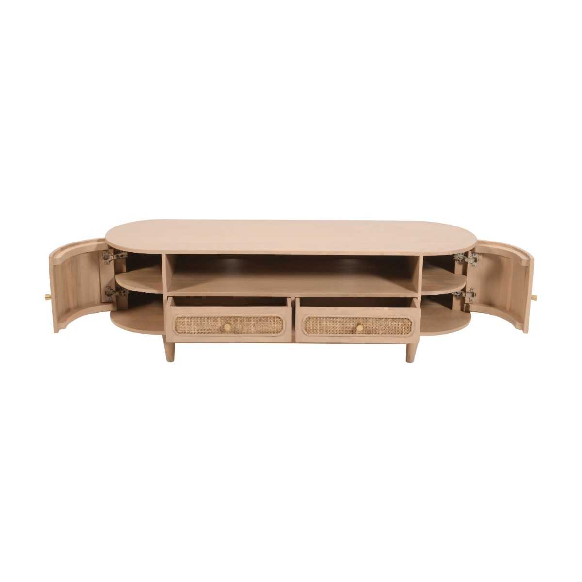 Cane & Mango Wood 2 Drawers TV Cabinet