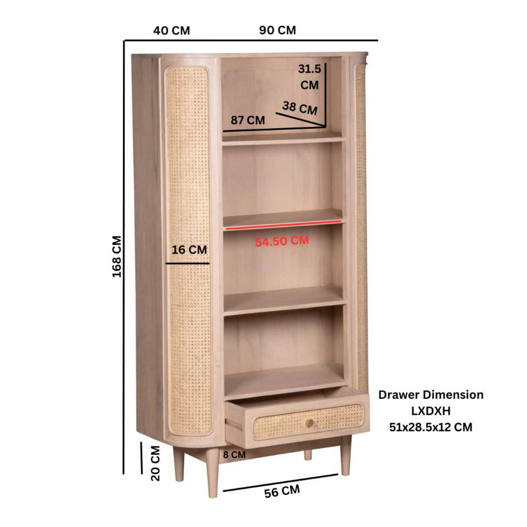 Cane & Mango Wood Bookcase