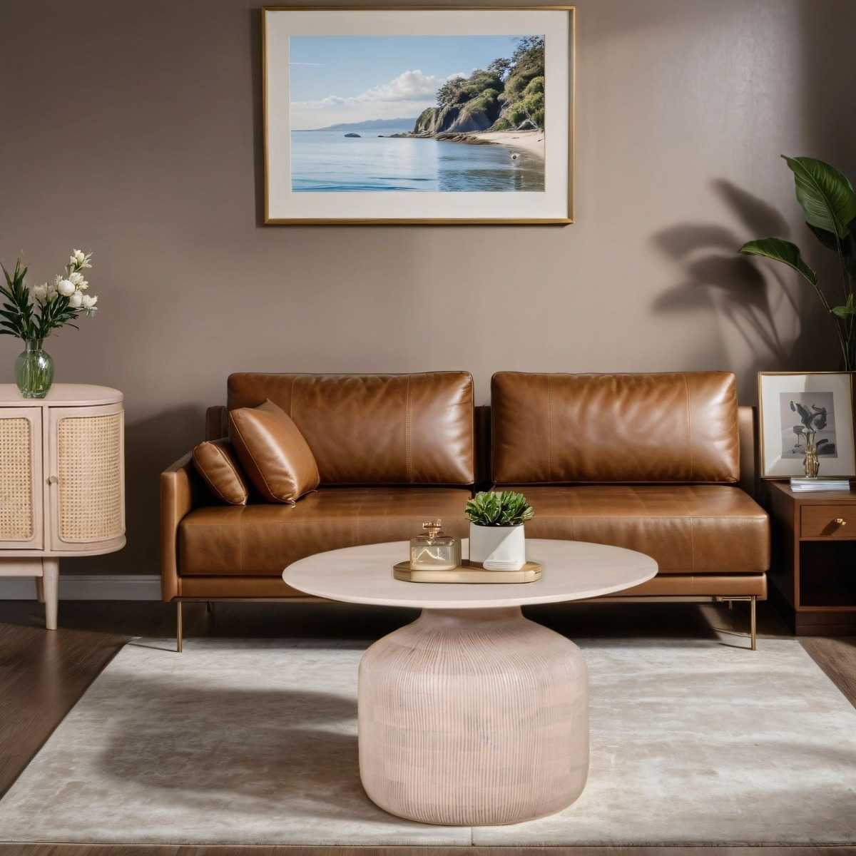 Cane & Mango Wood Round Coffee Table