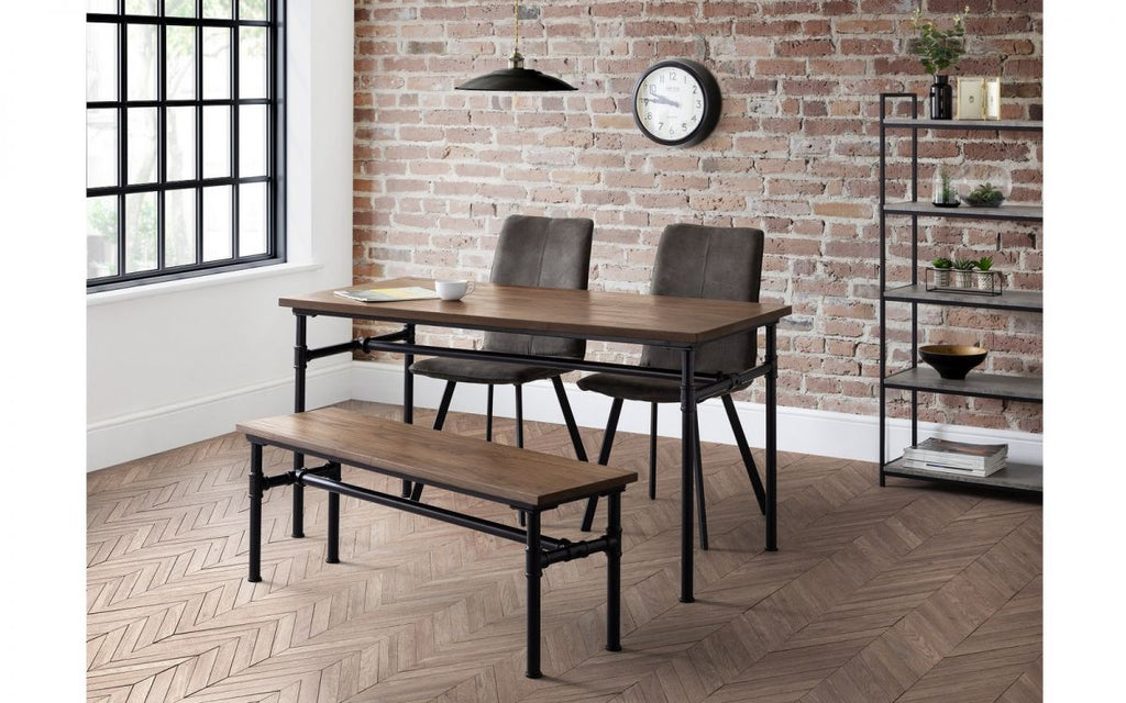 Carnegie Dining Table, Elm Wood and Steel