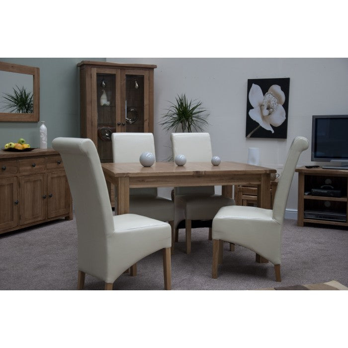 Rustic Wooden Extending Dining Table, Oak Wood