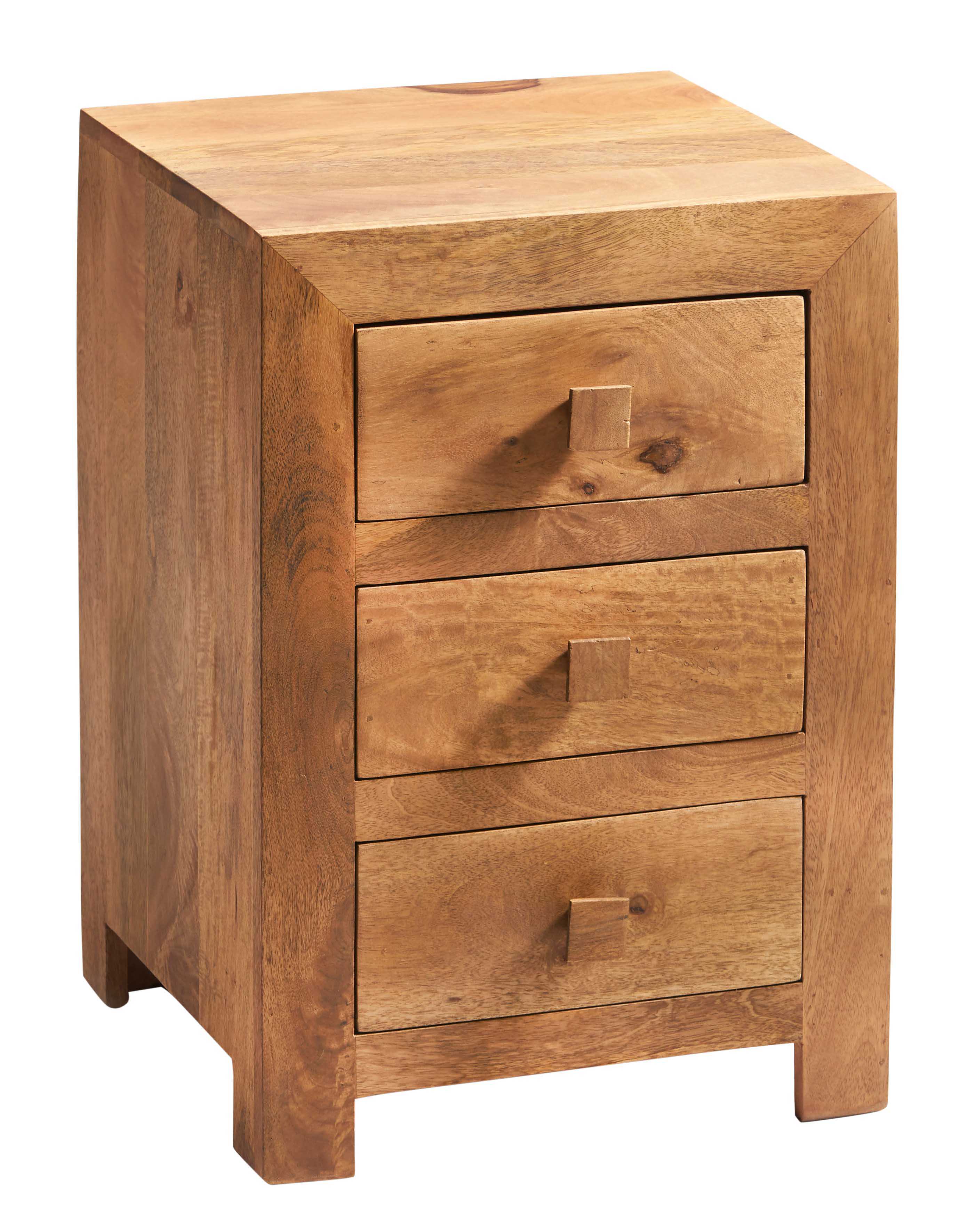 Solid Mango Wood 3 Drawer Bedside