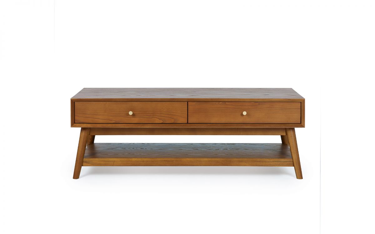 Lowry 2 Drawer Coffee Table, Ash Wood