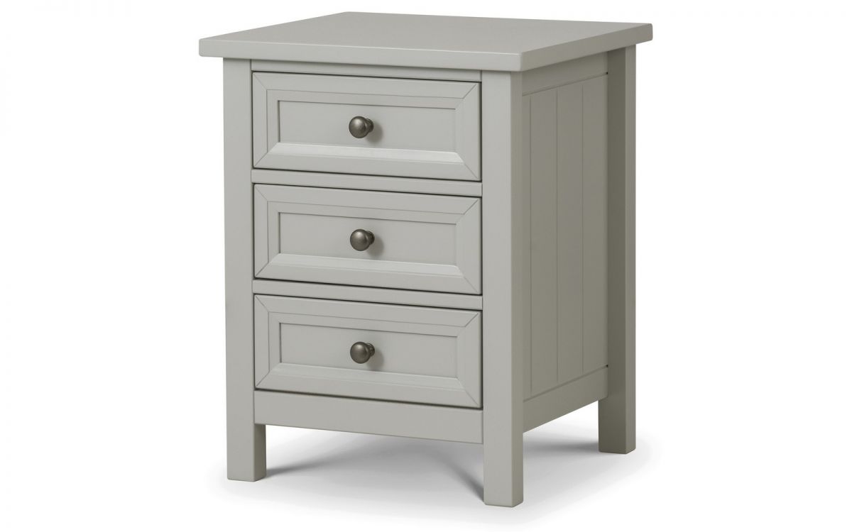 Maine 3 Drawer Bedside Table, Dove Grey