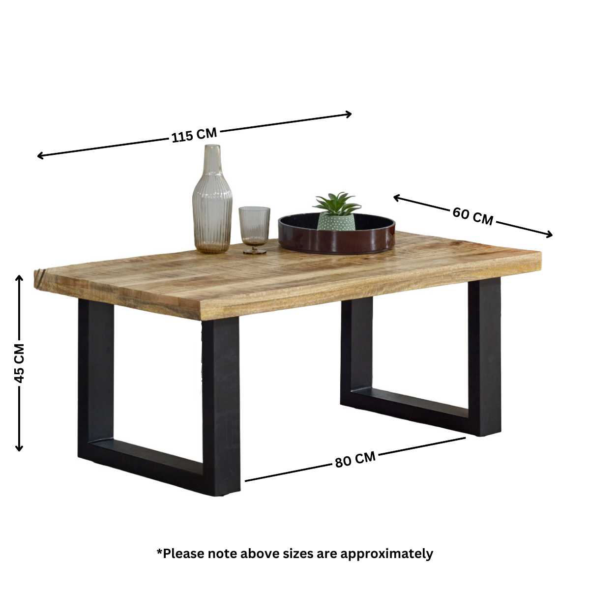 Solid Wood & Metal Coffee Table