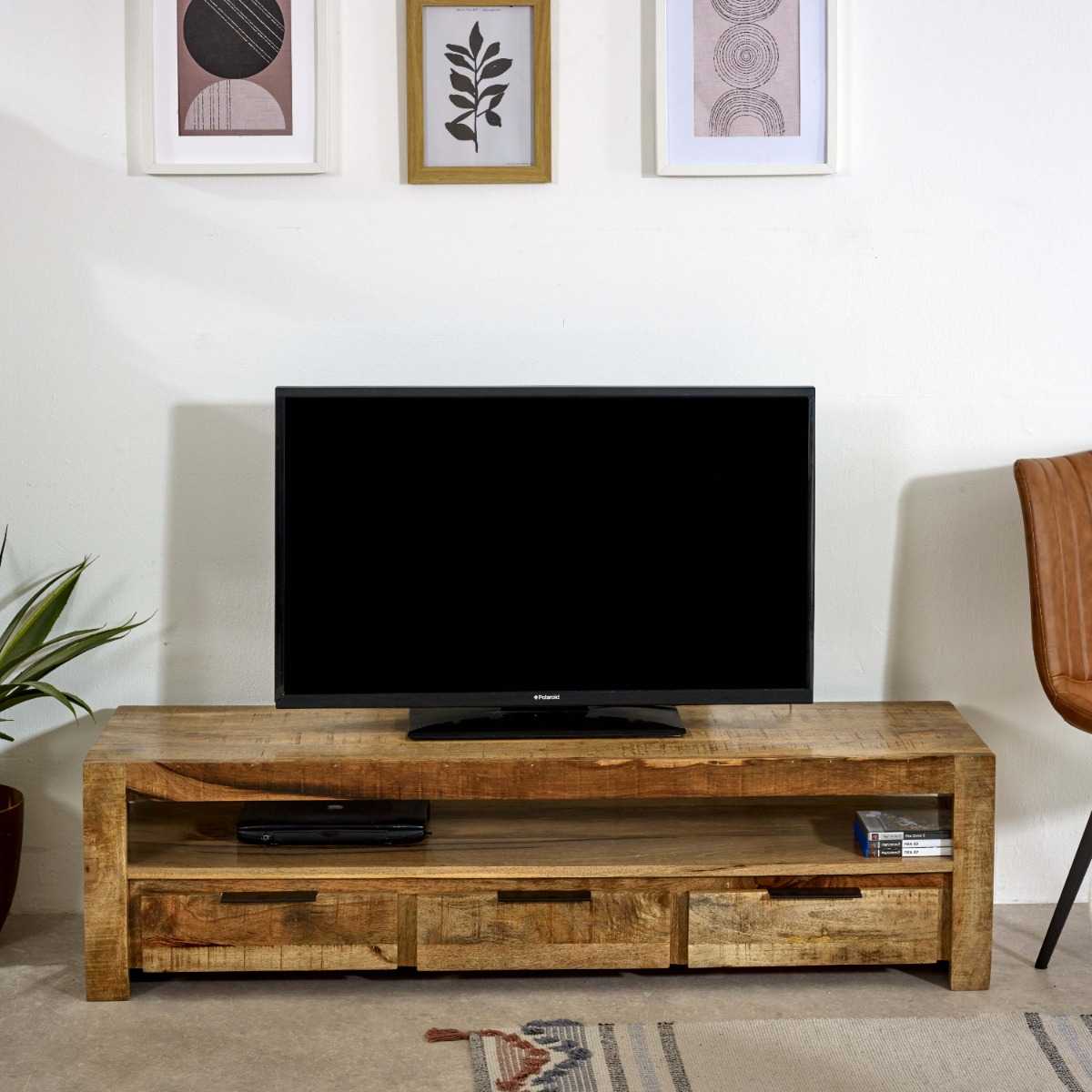 Solid Wood Large Tv With 3 Drawers