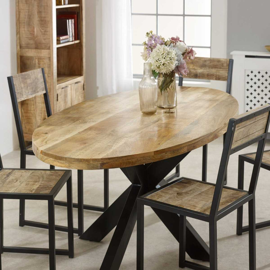 Solid Wood & Metal Dining Table 6-8 Seater