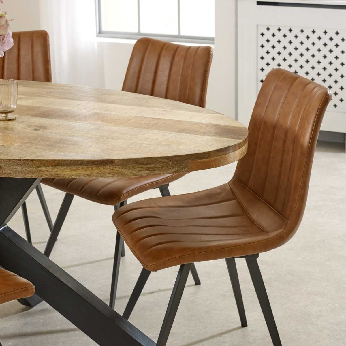 Solid Wood & Metal Dining Table 6-8 Seater