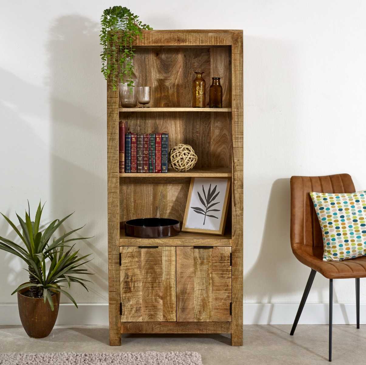 Solid Wood Bookcase With Doors