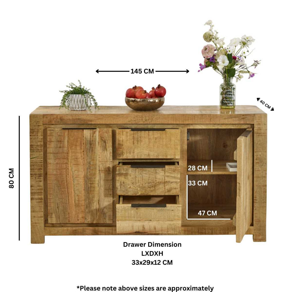 Large Solid Wood Sideboard