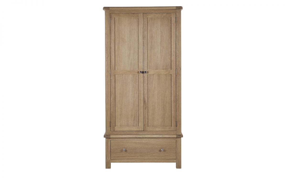Memphis Limed Oak 2 Door 1 Drawer Wardrobe