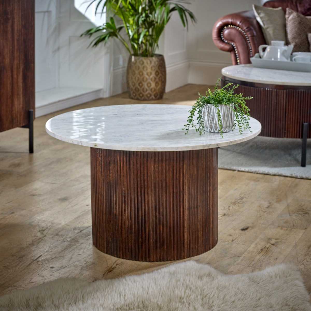Opal Mango Wood Coffee Table with Marble Top