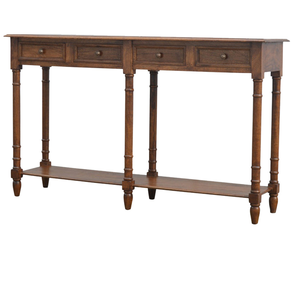 Turned Leg 4 Drawer Console Table