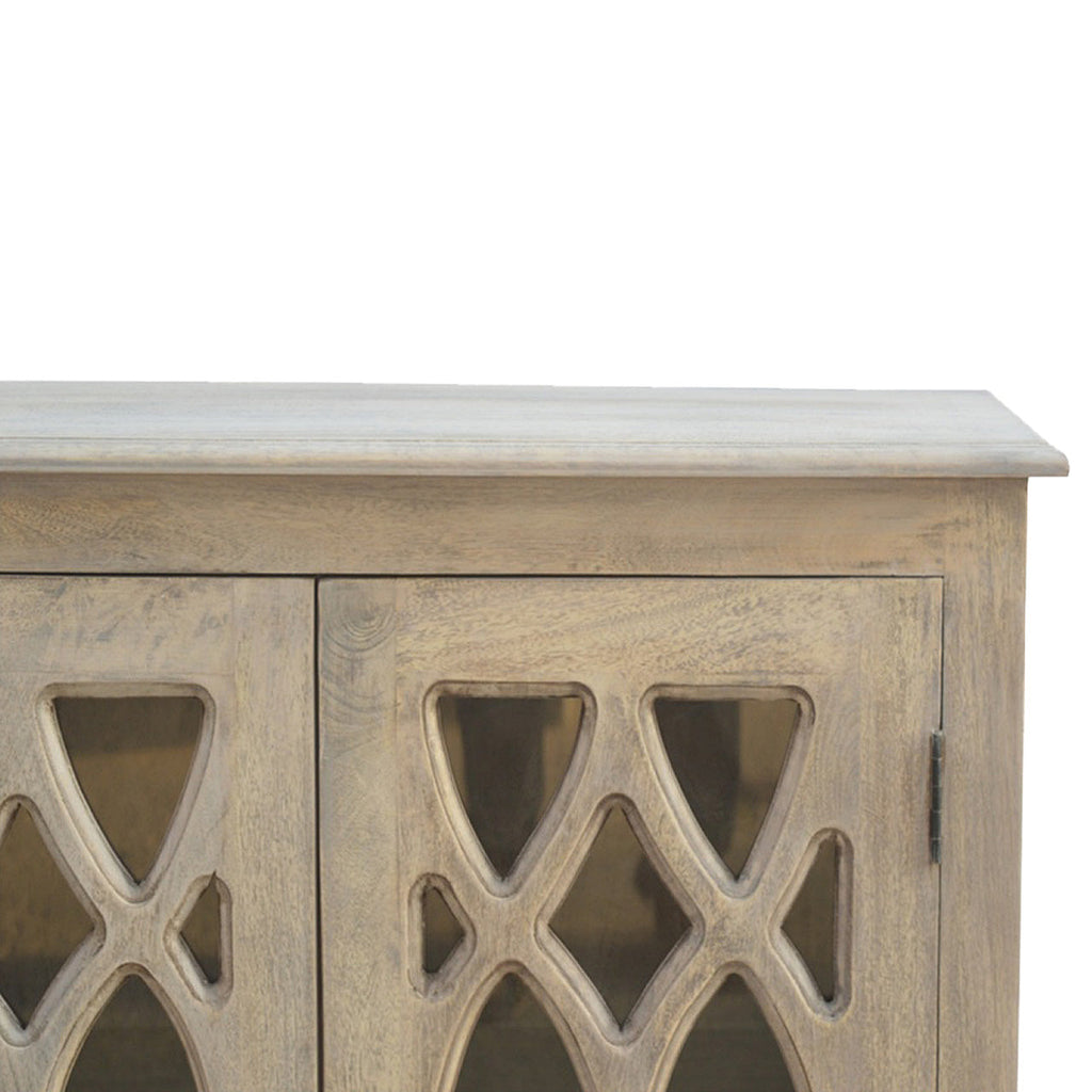 Glazed Doors Sideboard, Stone Finish