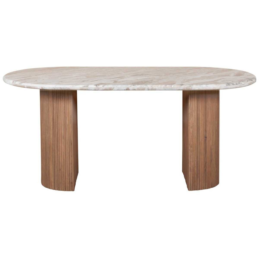 Ashford Dining Table, Natural Marble & Mango Wood