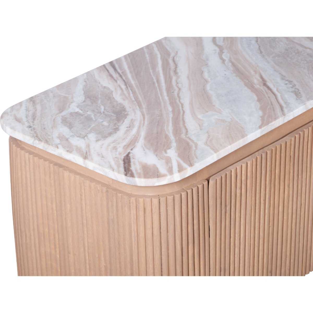 Ashford Tv Stand, Natural Marble & Mango Wood