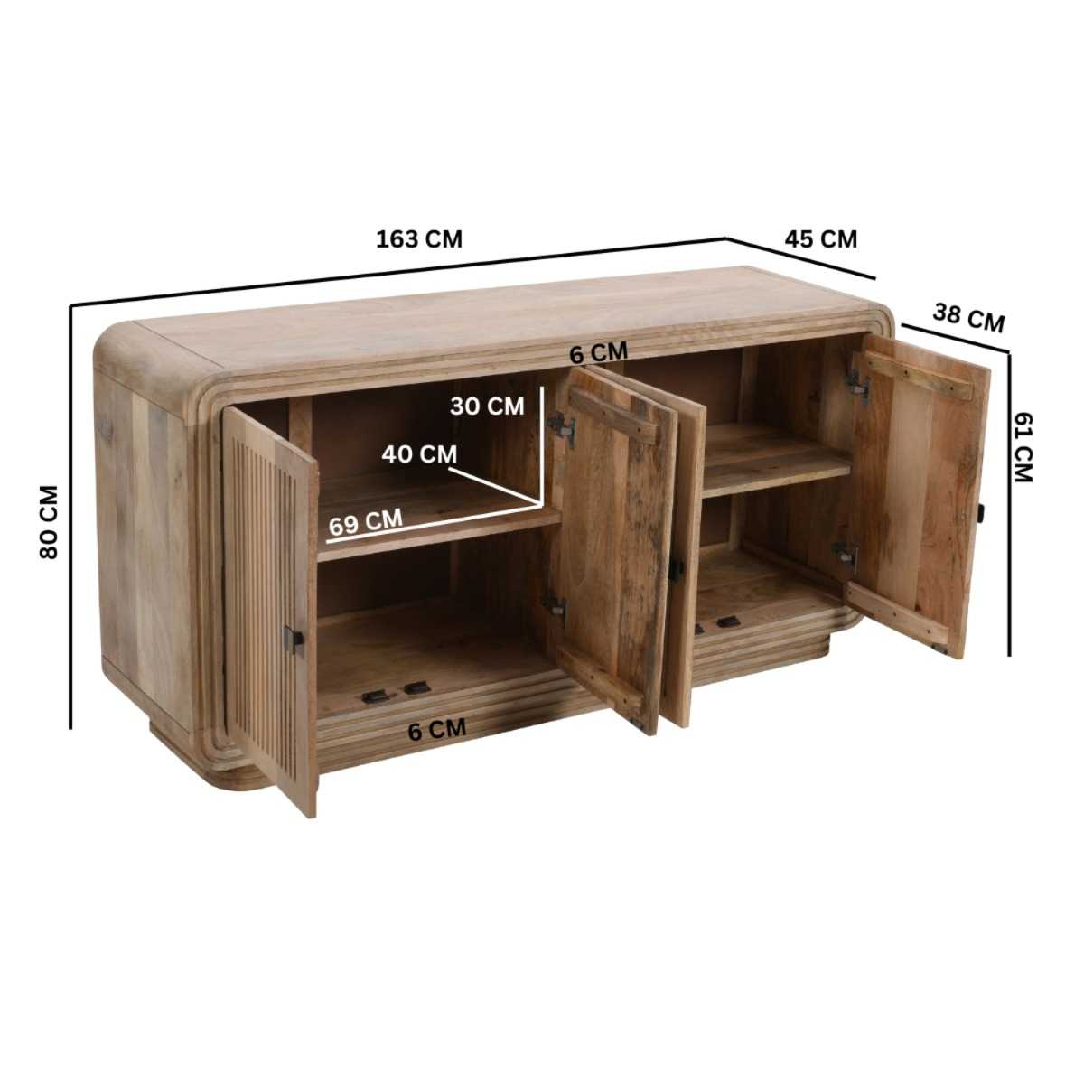 Mango Wood 4 Doors Large Sideboard