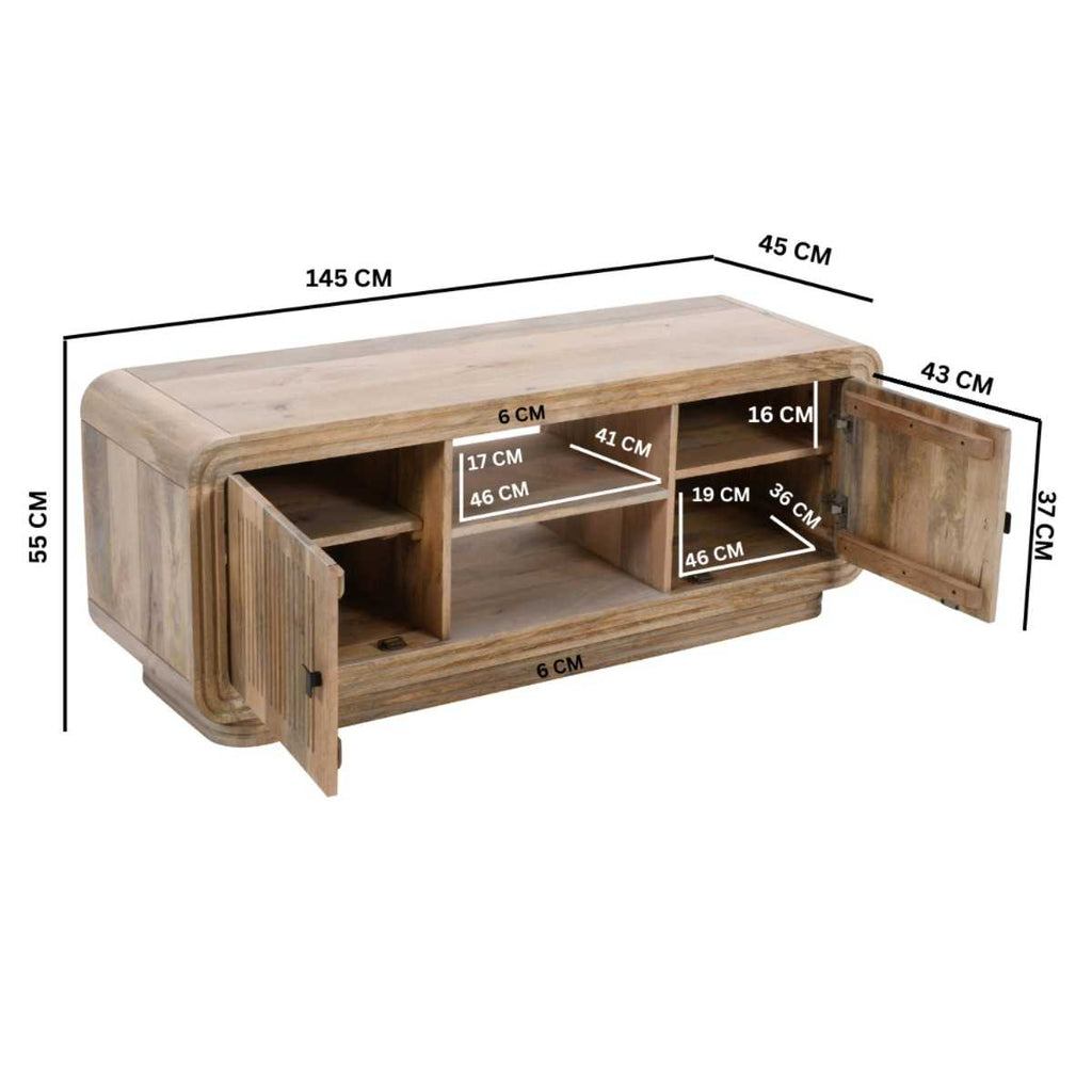 Carved Mango Wood 2 Doors TV Cabinet
