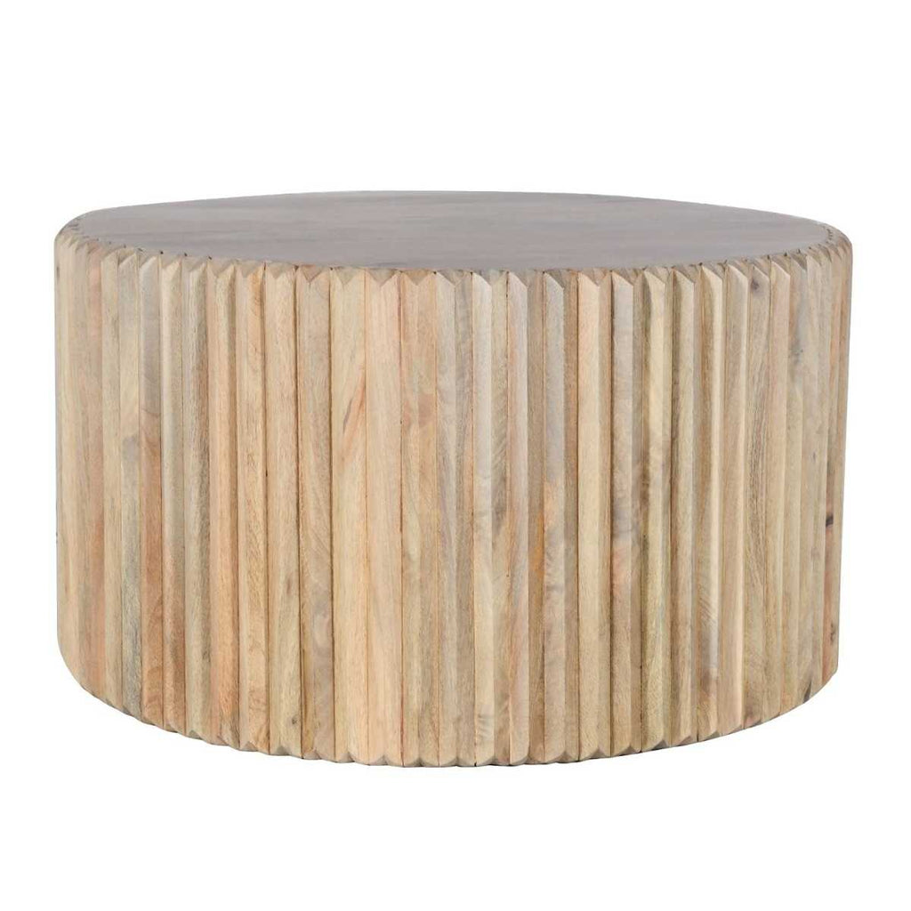 Carved Mango Wood Round Coffee Table